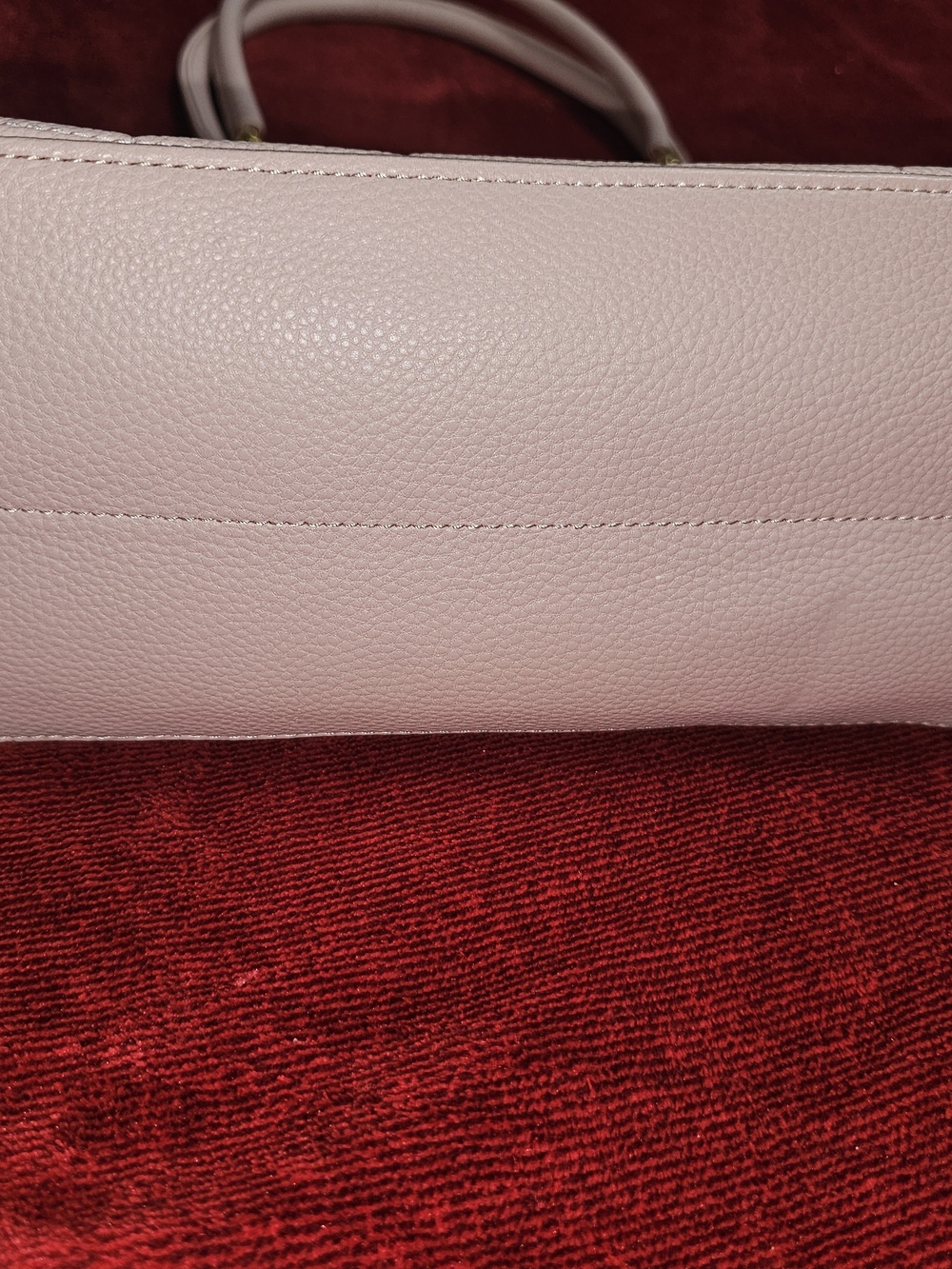 Grossy Quilted Pink Tote Bag with Gold Accent - Picture 6 of 8